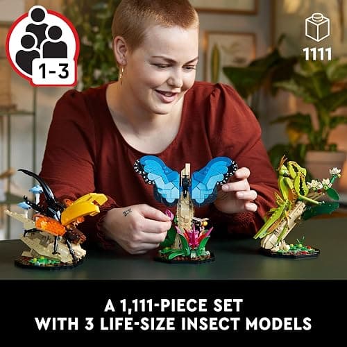 LEGO Ideas The Insect Collection, Fun Gift for Nature Lovers, with Life-Size Blue Morpho Butterfly, Hercules Beetle and Chinese Mantis Display Models, Bug Building Set and Nature Décor, 21342 thumbnail 2