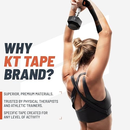 KT Tape, Pro Synthetic Kinesiology Athletic Tape, 20 Count, 10” Precut Strip - Jet Black thumbnail 2