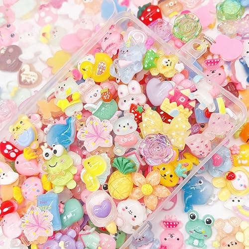 JINDUODUO 120 Pcs Flatback Resin Slime Charms, Bulk Kawaii Assorted Cute Charms Ornaments for Phone Junk Cases, Scrapbooking, DIY Crafts thumbnail 3