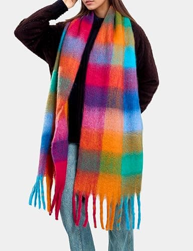 Topgalaxy.Z Winter Scarf for Women, Big Thick Colorful Scarves, Oversized Soft Blanket Wrap, Extra Long Large Cozy Scarves for Cold Weather thumbnail 5