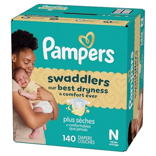 Pampers Swaddlers Diapers, Size 0 (up to 10 lbs), 140 Count, Hypoallergenic, Absorbent, Keeps Baby Dry and Comfortable, Skin Safe Disposable Newborn Baby Diaper thumbnail 18