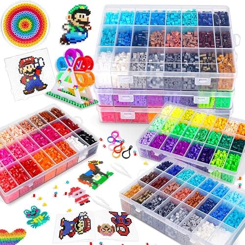 FUNZBO 15000+ 5mm Fuse Beads Kit - 72 Colors | 66 Patterns, Christmas Arts and Crafts for Kids, Art Decorations for Room, Christmas Toys Gifts for Girls, Boys and Teens Age 5+ Years Old - Image 1