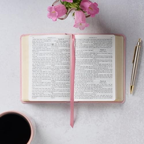 KJV Holy Bible, Compact Large Print Faux Leather Red Letter Edition Ribbon Marker, King James Version, Ballet Pink (KJV Compact LP Editions) thumbnail 5