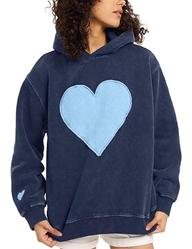 FAIABLE Hoodies for Women Heart Patch Couples Hoodies Sweatshirts Heavyweight Heart Hoodie 2026 Valentines Day hoodies Women thumbnail 2