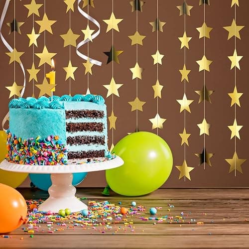 Patelai Glitter Star Garland Banner 2026 Graduation Decor 130 Feet Star Hanging Banner Twinkle Backdrop for Party Birthday Classroom Wedding Supplies(Gold) thumbnail 5