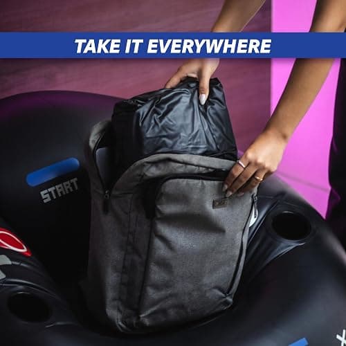 FranFusion Inflatable Gaming Chair for Kids & Teens with Cup Holders and Side Pocket - This Air Bean Bag Game Chair is The Perfect Furniture for Gamer Room Décor (Gaming Time with Ottoman) - Blue GTw/Ottoman thumbnail 6