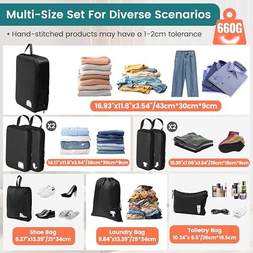 Compression Packing Cubes 8 Set Travel Essentials Travel Organizer, Waterproof Travel Packing Cubes for Carry on Luggage Compression Cubes thumbnail 6