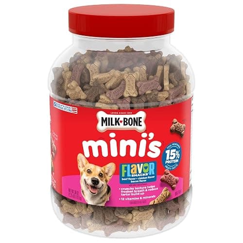 Milk-Bone Flavor Snacks Mini’s Dog Biscuits, Flavored Crunchy Dog Treats, 36 Oz. Canister - Image 1