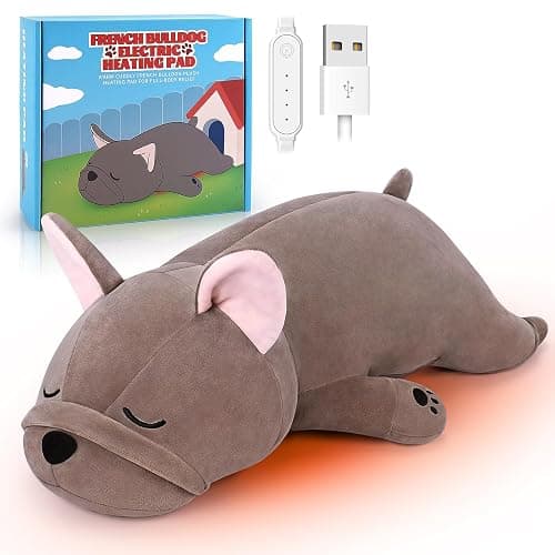 Electric Heating Pad for Period Cramps, Cuddly Soft 14" French Bulldog Plush with a Hot Soft Belly USB Powered, Stuffed Heating Pad for Pain Relief, Gift for Women Daughter Wife - Image 1