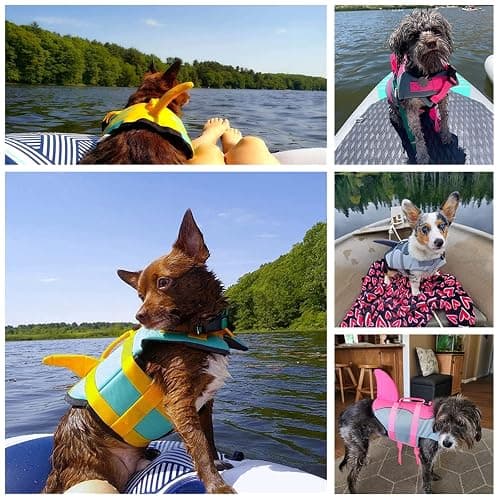 Dogcheer Dog Life Jacket Shark, Ripstop Dog Life Vest for Swimming Boating with Reflective Stripes & Rescue Handle, High Buoyancy Pet PFD Swim Vest for Small Medium Large Dogs - Camo Blue, XS thumbnail 2
