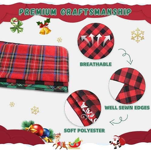 4 Pack Merry Christmas Dog Bandanas Classic Stylish Plaid Xmas Dog Christma Bandana Pet Scarf Bibs Gift Set Dogs Bandanas Christmas for Small Medium Large Puppy Pets thumbnail 3