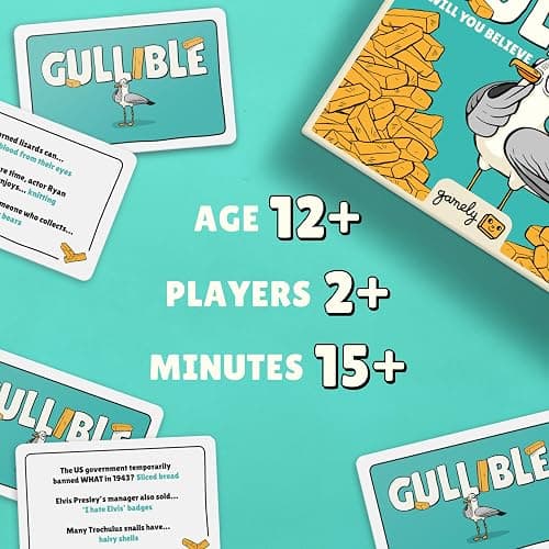 Gullible: The super-fun party game of creativity, bluffing and hilarious facts. Will you fool your family and friends or believe the unbelievable? (Gullible - Same Game, Smaller Box) thumbnail 2