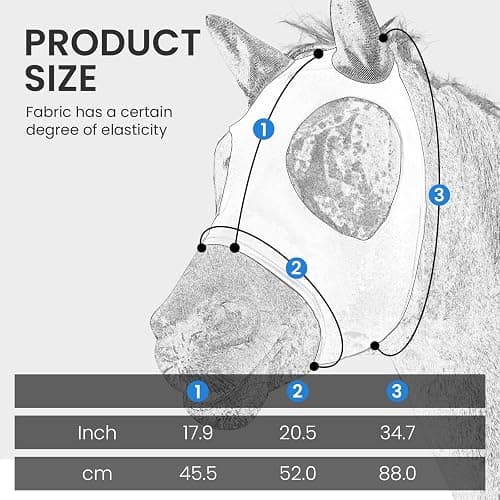 Horse Fly Mask Comfort Stretchy UV Protection Elasticity Fly Mask with Ears Mesh Breathability Horse Face Covering Purple Large thumbnail 6