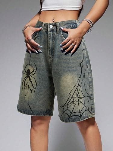 EMMIOL Women Jorts Baggy Jeans Shorts Mid-Low Waisted Denim Y2K Hip-Hop Shorts Summer Hot Short Pants Streetwear thumbnail 2