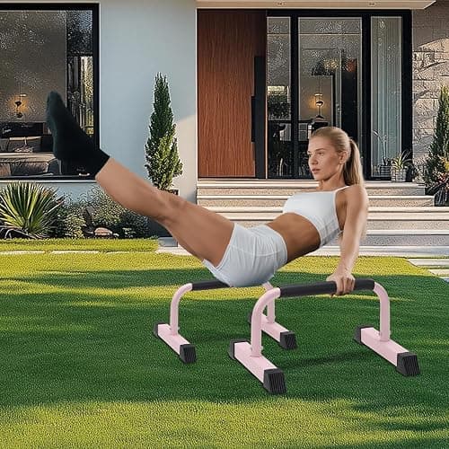 Push Up Bars: Sweat-resistant Parallettes Bar for Handstands L-sit & Dip, No Wobbling Strength Training Pushup Stands for Women Men Workout Core Exercise at Home Floor Gym thumbnail 7