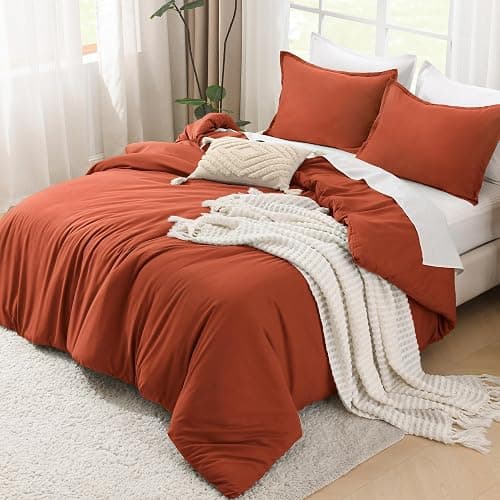 Litanika Burnt Orange Twin/Twin XL Comforter Set, 2 Pieces Solid Terracotta Lightweight Bedding Comforter Set, Rust Fluffy Quilted Blanket Set (66x90In Comforter & 1 Pillowcase) thumbnail 4