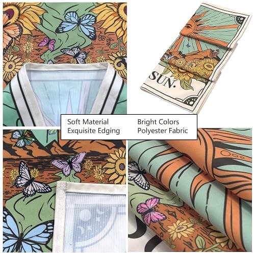 Aipon Tarot Tapestry Cute Tarot Card Tapestries 3 Pack Sun Moon Star Green Floral Flower Small Aesthetic Tapestry Wall Hanging for Bedroom Living Room Dorm (15'' × 20'') thumbnail 5