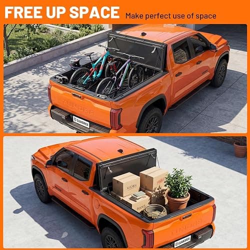 LX5 Low Profile Flip Up Truck Bed Cover for 22-26 Toyota Tundra 5.5ft (67") | Scratch& Weather Resistant FRP Panels, Aluminum Alloy Frame, Flip-Up Design Provides Full Bed Access, No-Drill Installation thumbnail 7