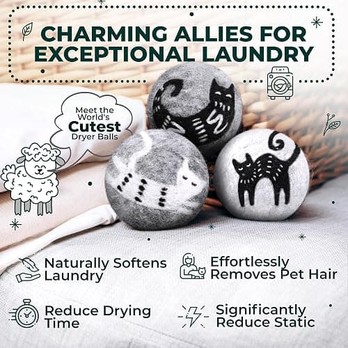 No More Dryer Sheets! XL Wool Dryer Balls 6-Pack, Reusable Laundry Softener & Static Reducer, Eco-Friendly, Long-Lasting, Safe for Sensitive Skin thumbnail 2