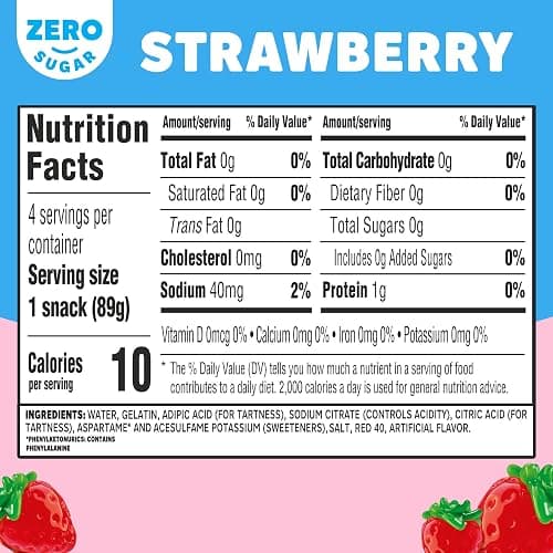 Jell-O Strawberry Artificially Flavored Zero Sugar Ready-to-Eat Gelatin Snack Cups, 4 ct Cups thumbnail 2