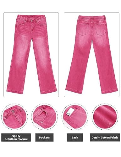 GRAPENT Womens Flare Jeans High Waisted Wide Leg Baggy Jean for Women Stretch Denim Pants thumbnail 7