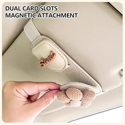 UINSUE Car Sunglasses Holder Eyeglass Clip with Sun Visor Storage for Cards Magnetic Eyewear Clamp Car Decor thumbnail 2