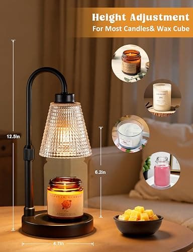 Innqoo Candle Warmer Lamp with Timer, Dimmable Candle Warmer for Jar Candles, Height Adjustable Wax Melts Warmer, Birthday Gifts for Women Mom, House Warming Gifts New Home Decor thumbnail 2