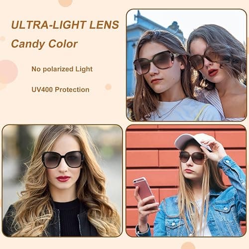 DragonflyDreams 4 Pcs Women Large Sunglasses, UV 400 Glasses Oversized Classic Trend Ladies Sunglasses Sparkling Large Frame thumbnail 3