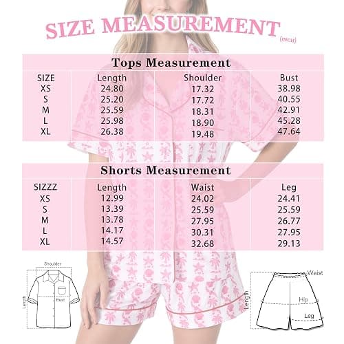 Pajamas for Womens Set Summer 2 Pece Pjs Matching Shorts Set Loungewear Palm Sleepwear for Beach Vacation, Holiday thumbnail 7