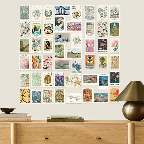 KBKBART Eclectic Wall Decor, 50Pcs Eclectic Wall Art Prints, Colorful Maximalist Decor Boho Gallery Wall Collage Kit, Vintage Famous Artists Painting Pictures Aesthetic Poster for Funky Room Decor, Home Decor for Bedroom Dorm thumbnail 5