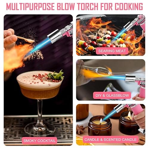 RAVS Butane Torch Gift Set in Premium Case, Pink Kitchen Torch with Adjustment Flame, Refillable Blow Torch for Cooking, Creme Brulee, Stocking Stuffers for Men & Women, Butane Not Included thumbnail 6