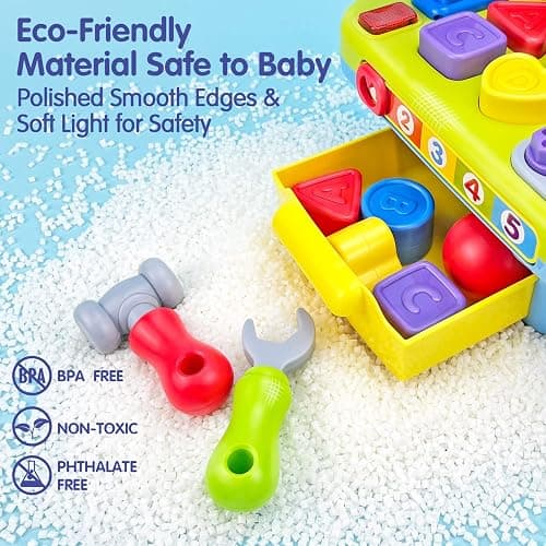 SunnyPal Toys for 1 Year Old Boy Birthday Gift, 9 in 1 Multifunction Music Workbench Learning Toy for Toddlers 1-3, Baby Toys 12-18 Months with Early Educational Sound Shape, Easter Basket Stuffers thumbnail 7