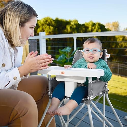 Bright Starts Pop 'N Dine Portable High Chair, Indoor/Outdoor, BPA Free Tray, Easy to Fold, Unisex, Grey, 6 Months + thumbnail 12