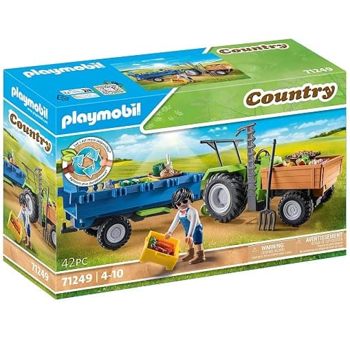 PLAYMOBIL Country 71249 Traktor mit Hänger inkl. Transportboxen, Grüner Trecker für den Bio-Bauernhof, Nachhaltiges Spielzeug für Kinder ab 4 Jahren thumbnail 4