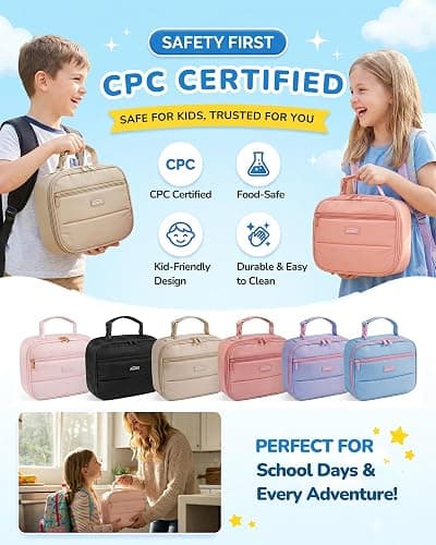 Aosbos Insulated Pink Lunch Bag for Women,Cute Small Lunch Box for Kids | 5L Capacity,5H Cold Insulation,Easy Clean Lining, Dual Metal Zippers,Water-Resistant thumbnail 5