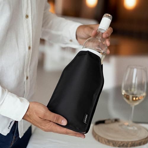 VINAK - Manchon refroidisseur XPERT | Rafraîchisseur pour bouteilles de vin | Gel de qualité non-frost | Fabriqué avec 5 couches isolantes | Bande élastique anti-chute inférieure (Noir) thumbnail 2