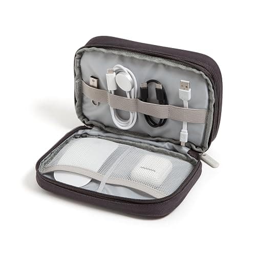 U Brands Dual Zip Canvas Tech Organizer Pouch, 7.8" x 5" Cord Organizer, Computer Accessories, Travel Essentials, Travel Gifts for Men Who Have Everything, Electronics, Slate Gray - Image 1