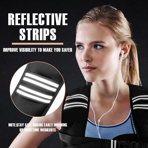 NATURELUX Weighted Vest Men or Women - 5/10/15/20/25/30lbs Weights with Reflective Stripe, Weighted Vest for Workout Equipment for Strength Training Running - Walking Weight Loss thumbnail 3