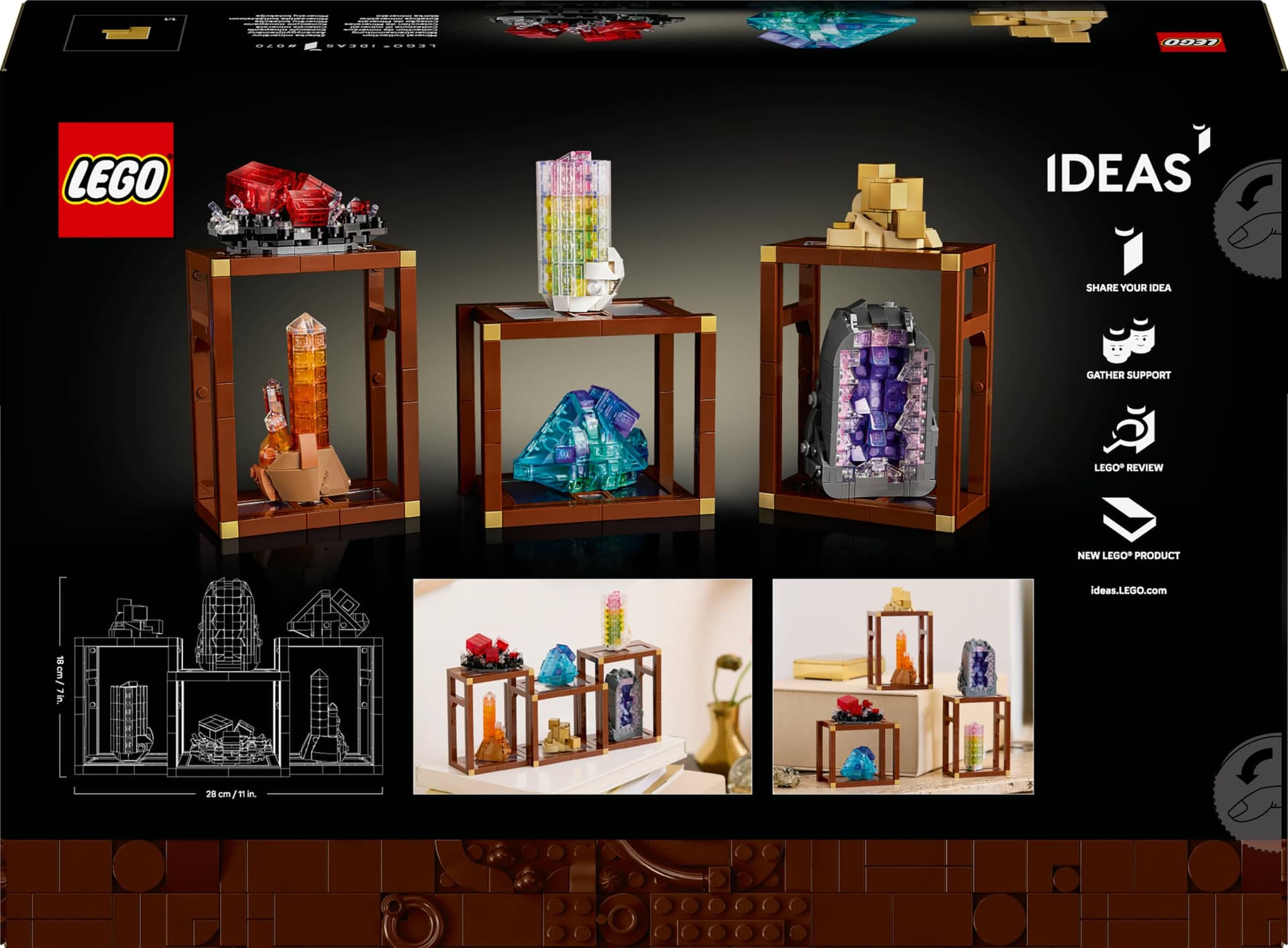 LEGO Ideas Mineral Collection Building Kit for Adults – Model with Crystal Elements Incl. Amethyst, Fluorite and Mandarin Quartz, Plus 3 Stands – DIY Home Decoration Gift – 21362 thumbnail 10