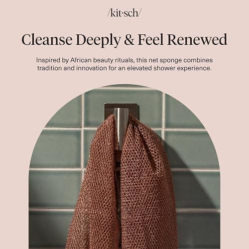 Kitsch African Net Sponge – Exfoliating Body Scrubber for Cleansing & Gentle Daily Exfoliation – Stretchable Bath Sponge for Hard-to-Reach Areas, Long-Lasting Shower Essential - Rosewood, 3 Pcs thumbnail 8