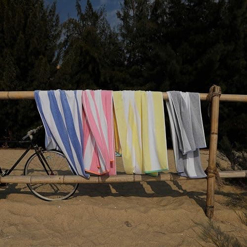 HENBAY Cotton Oversized Beach Towel - Large 70 x 35 Inch Pool Towel, Chiffon Striped Quick Dry Swimming Cabana Towel thumbnail 2