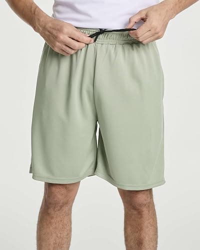Real Essentials 3 Pack: Men's 2 in 1 Mesh 7" Running Workout Gym Shorts with Compression Liner (Available in Big & Tall) thumbnail 2