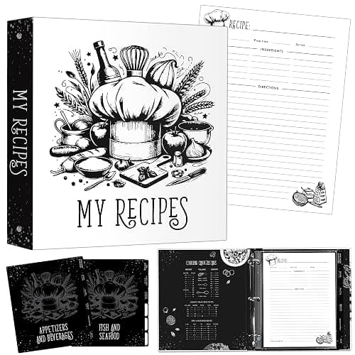 JP17TOP Recipe Binder 8.5" x 11" Inch, Standard 3-Ring Recipe Organizer, with 50 Protective Sleeves, 25 Recipe Pages, 12 Dividers, Bonus QR Code to Print The Recipe Page of Our Cookbook. - Image 1