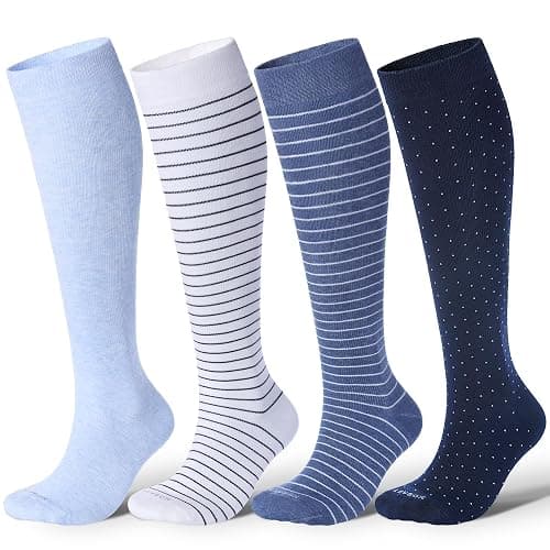 LEVSOX Cotton Compression Socks for Women Men 20-30 mmHg Knee High Cute Support Sock for Nurses Flying Pregnancy - Image 1