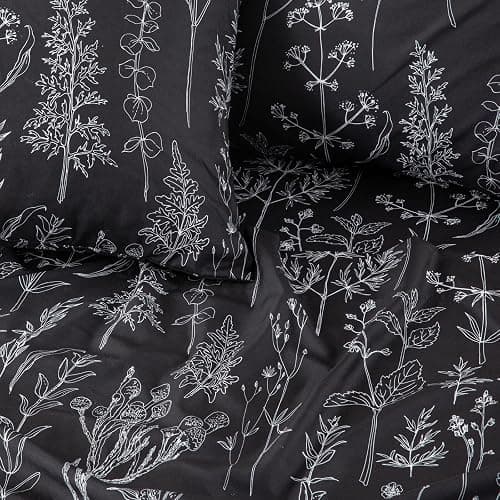 HYPREST Black Sheets Queen,Deep Pocket Sheets, 1800 Thread Count Pattrn Bed Sheets Soft Breathable Cute Printed Boho Farmhouse Bed Sheets, Oeko-Tex Certificated- Up to 18 Inch thumbnail 6
