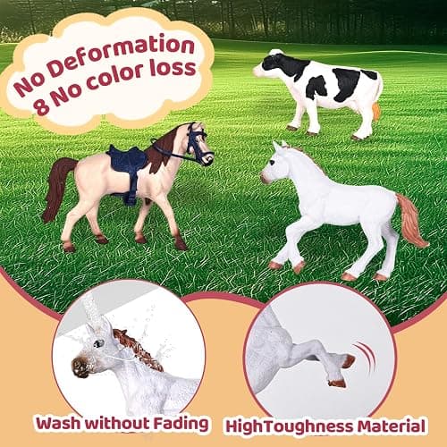 Peagprav Horse Club Riding Arena 71-Piece, Horse Stable Toys Playset, Farmmer Figures,Farm Animal Figurine, Coffee Shop, Barn with Fence Toys for 3-7 Years Old Kids Boys Girls Toddlers thumbnail 6