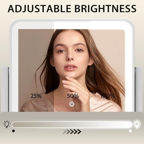 ROLOVE 14"x12"Vanity Mirror, Lighted Makeup Mirror for Vanity Desk, Smart Touch Control, 360° Rotation, 3-Color Modes, Gifts for Women, Bedroom, White thumbnail 3