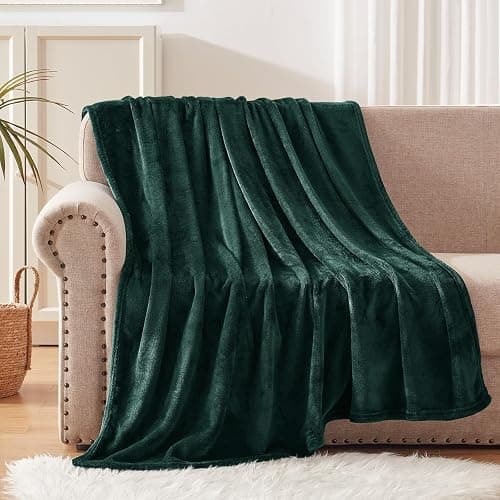 Exclusivo Mezcla Fleece Throw XL Blanket for Couch, Sofa, Super Soft and Warm Forest Green Blankets, All Season, Cozy, Plush, Lightweight, 50x70 Inches thumbnail 5