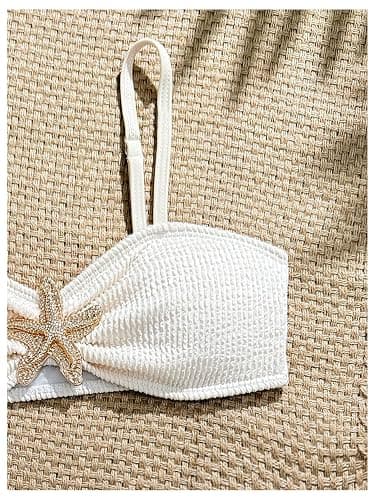 RoseSeek Girl's 2 Piece Padded Bathing Suit Wireless Starfish Swimsuit Spaghetti Strap Vacation Beachwear Set thumbnail 3