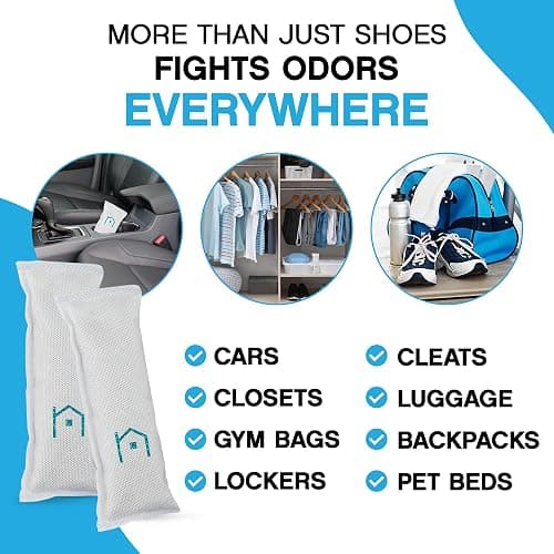 NonScents Shoe Deodorizer 2-Pack (4 Count) - Odor Eliminator, Air Freshener, Smell Absorber, Scent Remover for Shoes, Gym Bags, Soccer Cleats, Closets, Pet Area, Reusable - Shoe Deodorant thumbnail 6